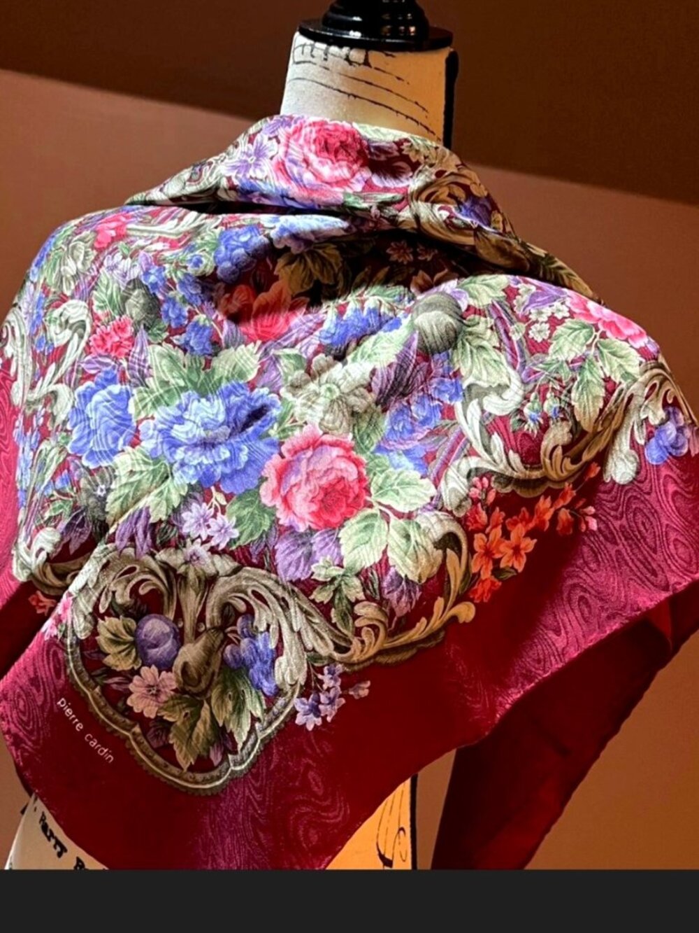 Vintage Pierre Cardin Silk Scarf Baroque Jacquard Pristine Japan C-TK-2002